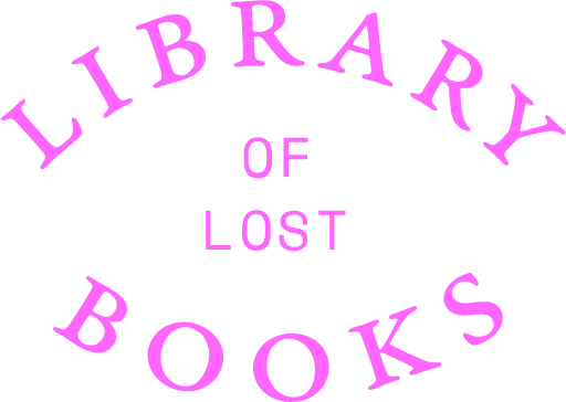 Ein Ex Libris mit dem Titel der Ausstellung in Magenta, in der Mitte ein Buch in Blau