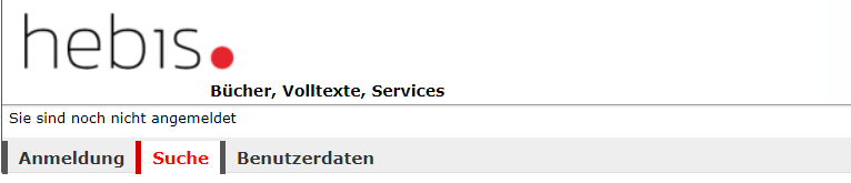Ein Screenshot des HeBIS-Portals mit HeBIS-Logo und Navigationsleiste
