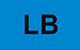 Icon der Lehrbuchsammlubng, die Buchstaben LB vor blauem Hintergrund