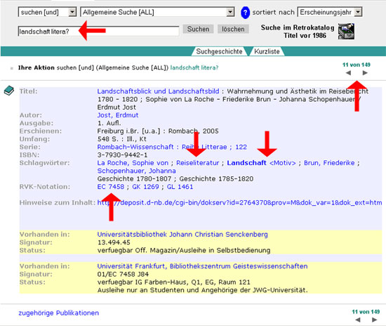 Screenshot Rechercheanfrage