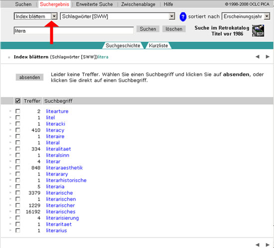 Screenshot Index blättern