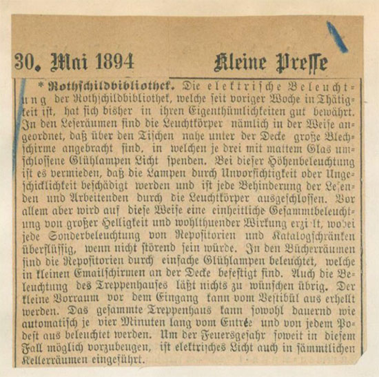 Die "Kleine Presse" begrüßt die elektrische Beleuchtung