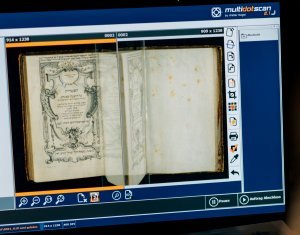 Ein Scan einer Buchseite, abfotografiert in einem Viewer am Computerbildschirm